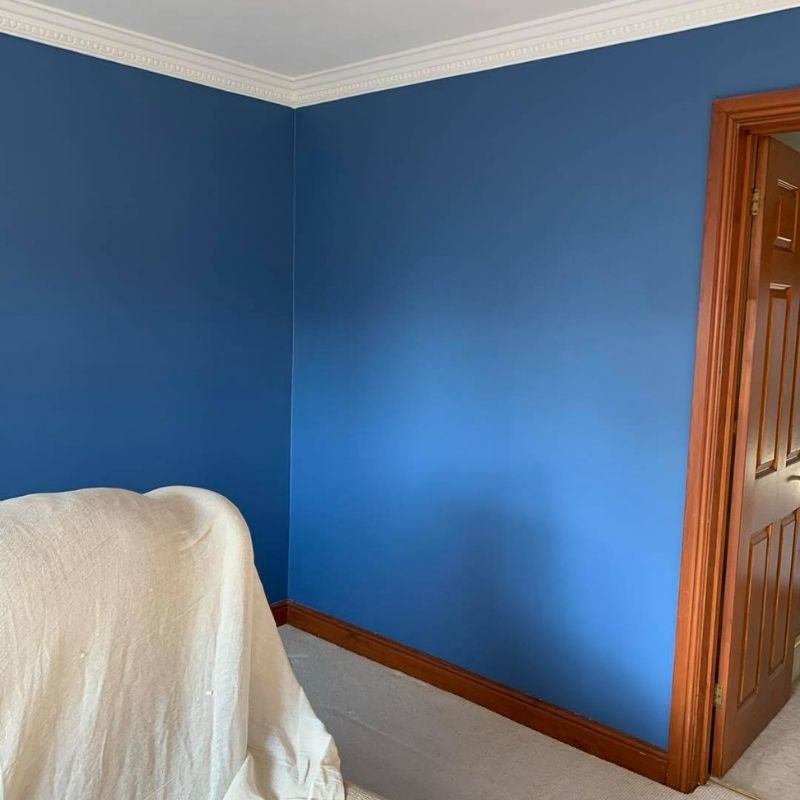 blue painted wall