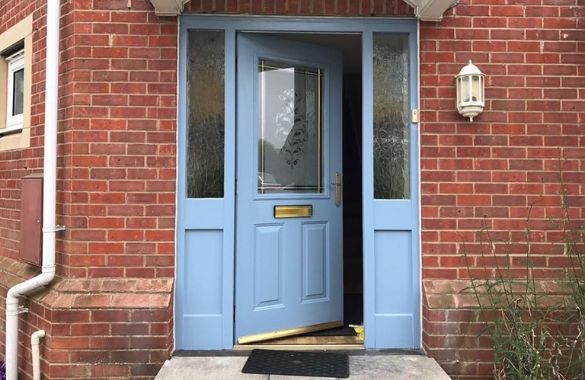 blue upvc door respray